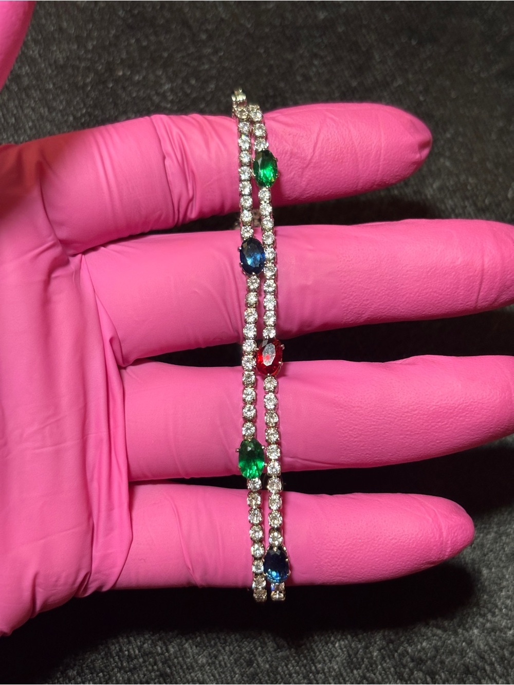 4.2mm Silver Tone Double Tennis CZ Bracelet 8 in. - Picture 14 of 14